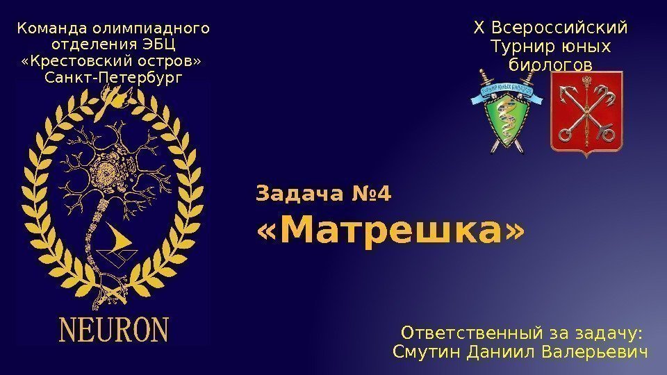 Задача № 4 «Матрешка» Ответственный за задачу:  Смутин Даниил Валерьевич. Команда олимпиадного отделения