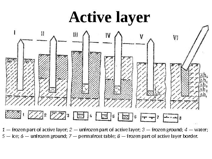 Active layer 1 — frozen part of active layer;  2 — unfrozen part