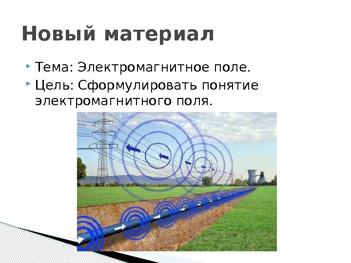  Тема: Электромагнитное поле.  Цель: Сформулировать понятие электромагнитного поля. Новый материал  