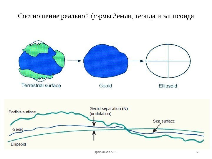 Соотношение реальной формы Земли, геоида и элипсоида Трофимов М. Е. 33 