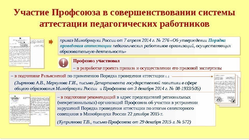 Участие Профсоюза в совершенствовании системы аттестации педагогических работников приказ Минобрнауки России от 7 апреля