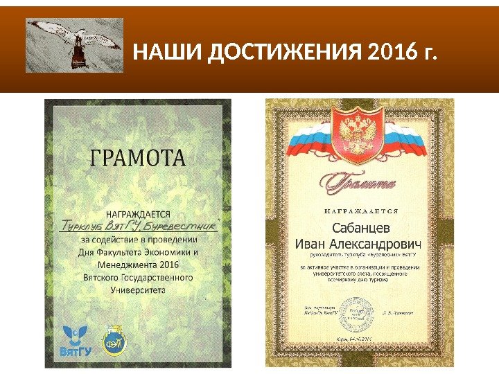 НАШИ ДОСТИЖЕНИЯ 2016 г. 