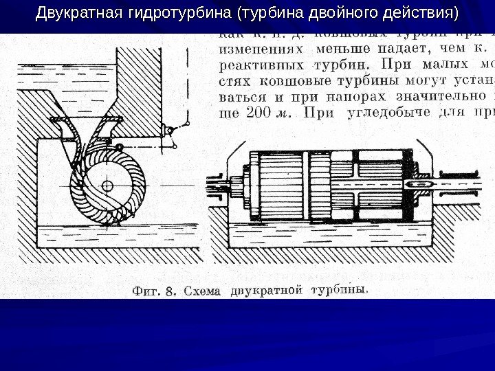 Двукратная гидротурбина (турбина двойного действия) 