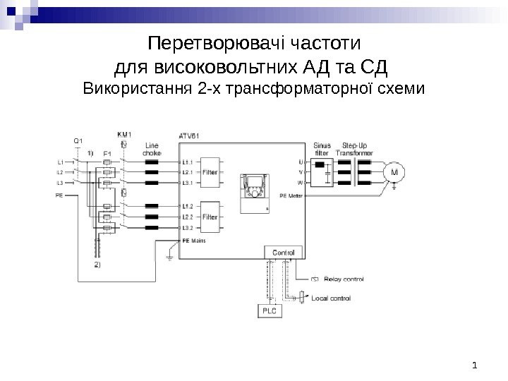 Перетворювачі частоти для високовольтних АД та СД Використання 2 -х трансформаторної схеми 1 