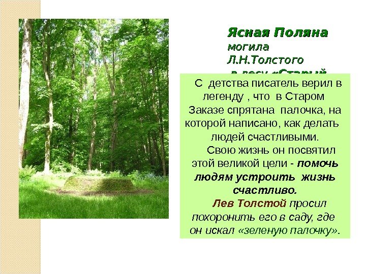 Ясная Поляна  могила  Л. Н. Толстого в лесу  «Старый Заказ» С