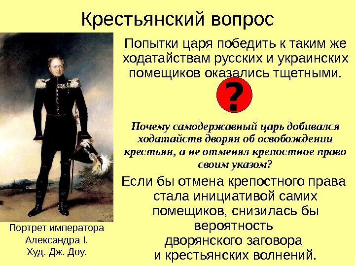   Крестьянский вопрос Попытки царя победить к таким же ходатайствам русских и украинских