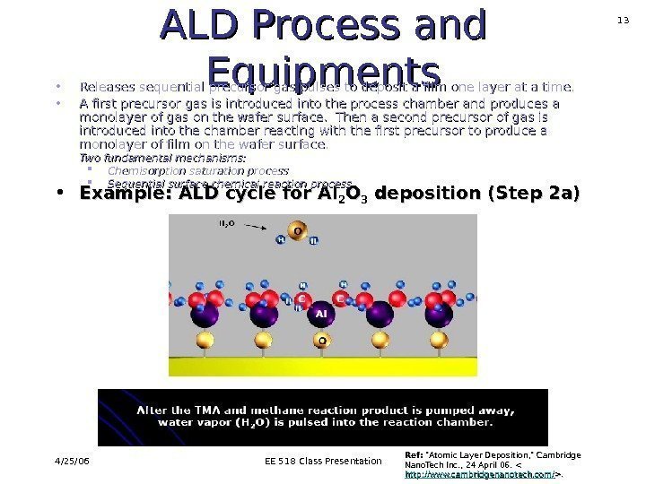 4/25/06 EE 518 Class Presentation 13 ALD Process and Equipments • Example: ALD cycle
