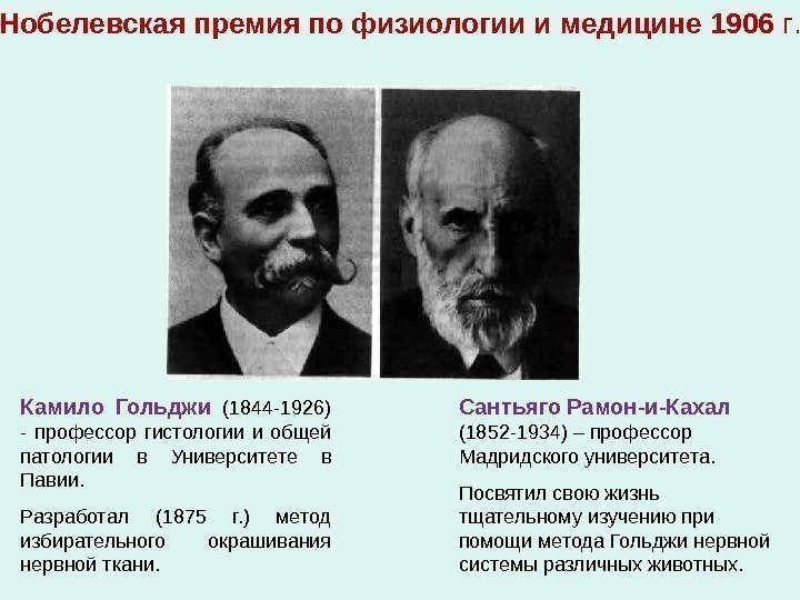 Камило Гольджи (1844 -1926) - профессор гистологии и общей патологии в Университете в Павии.