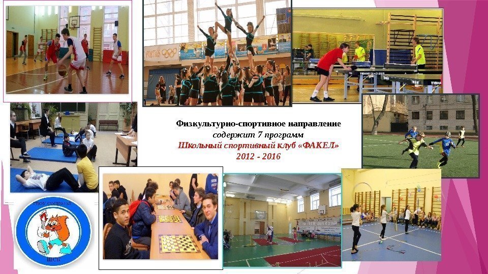 Физкультурно-спортивное направление содержит 7 программ Школьный спортивный клуб «ФАКЕЛ» 2012 - 2016  