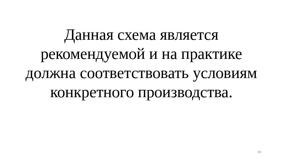 Данная схема является рекомендуемой и на практике должна соответствовать условиям конкретного производства. 84 