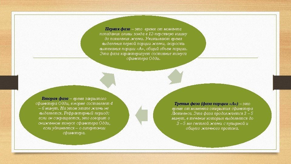 Первая фаза – это время от момента попадания оливы зонда в 12 -перстную кишку