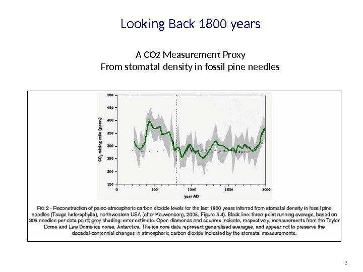 Looking Back 1800 years A CO 2 Measurement Proxy From stomatal density in fossil