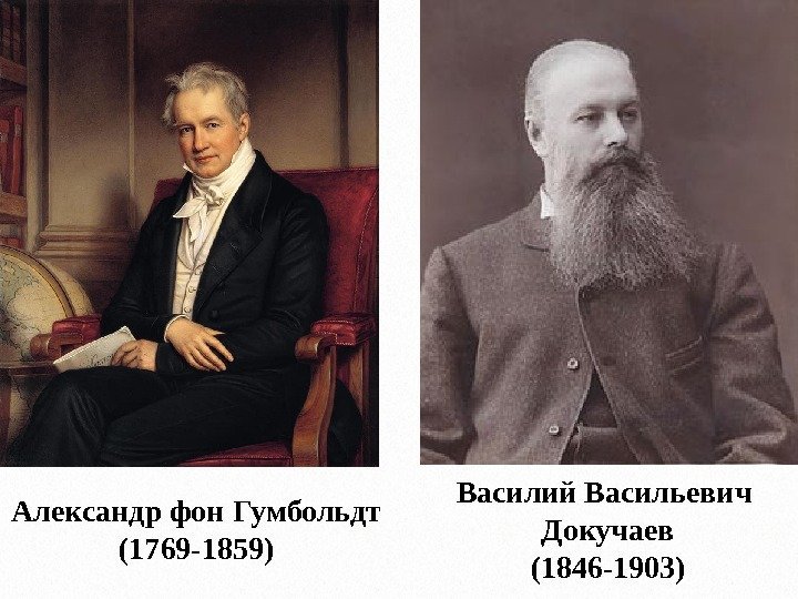 Александр фон Гумбольдт (1769 -1859) Василий Васильевич Докучаев (1846 -1903) 