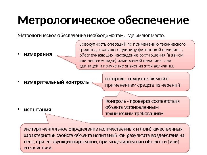 Метрологическое обеспечение необходимо там,  где имеют место:  • измерения • измерительный контроль