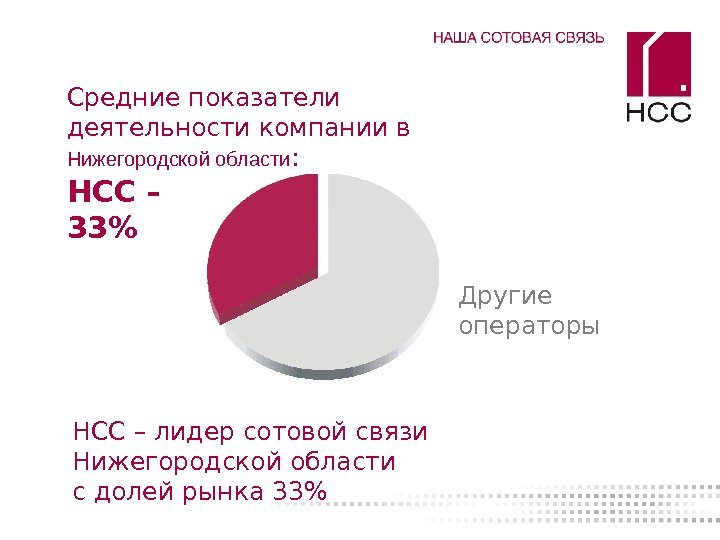   НСС – 33Средние показатели деятельности компании в Нижегородской области : Другие операторы