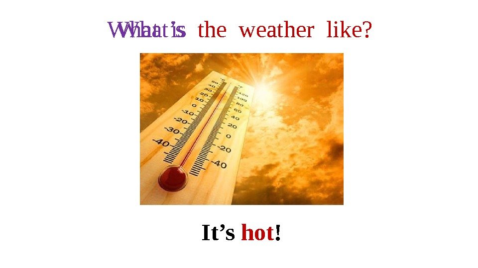 the weather like? It’s hot !What’s What is  