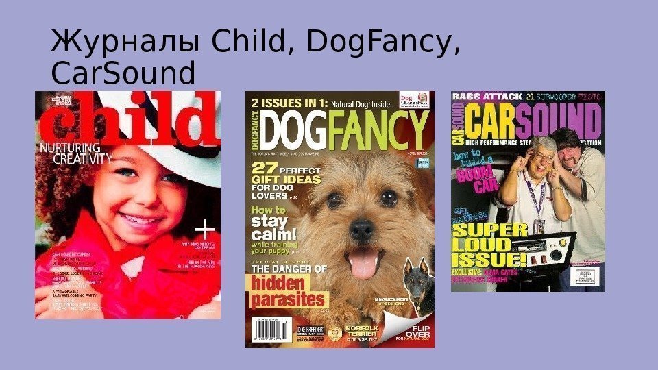 Журналы Child, Dog. Fancy,  Car. Sound 