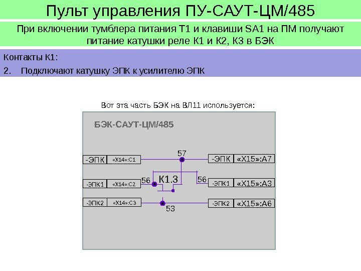 Пульт управления ПУ-САУТ-ЦМ/485 При включении тумблера питания Т 1 и клавиши SA 1 на