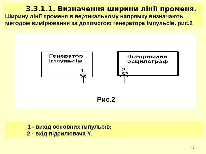 25253. 3. 1. 1. Визначення ширини лінії променя. Ширину лінії променя в вертикальному напрямку