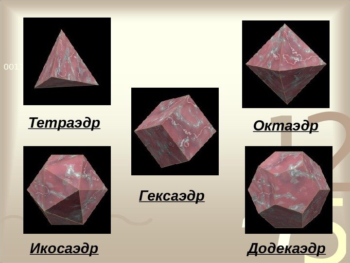 4 2 5 1 0010 1010 1101 0001 0100 1011 Тетраэдр Икосаэдр Гексаэдр Додекаэдр