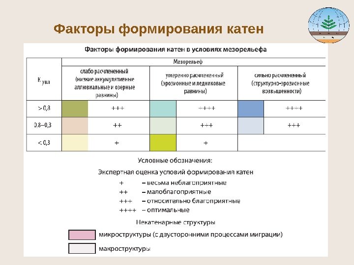 Факторы формирования катен 