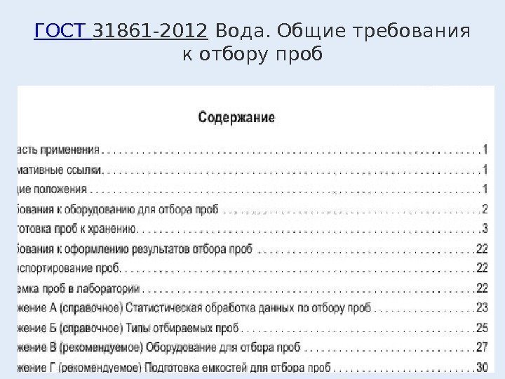 ГОСТ 31861 -2012 Вода. Общие требования к отбору проб 