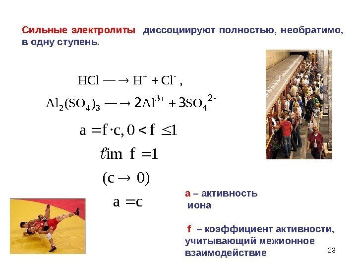 23 Сильные электролиты диссоциируют полностью,  необратимо,  в одну ступень. 2 4 3