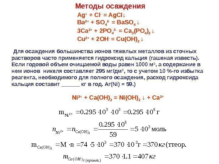 Методы осаждения Ag + + Cl - = Ag. Cl↓ Ba 2+ + SO