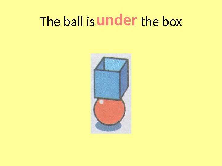 The ball is    the box under 