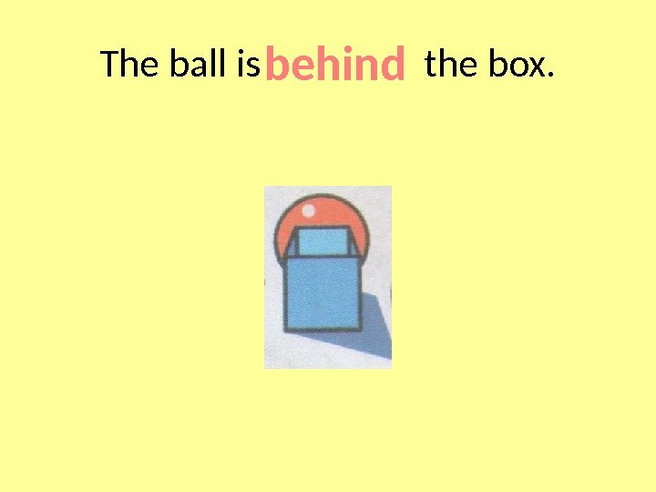 The ball is   the box. behind 