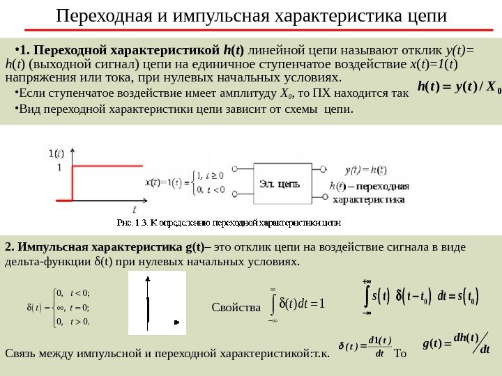 2 Переходная и импульсная характеристика цепи • 1. Переходной характеристикой h ( t )