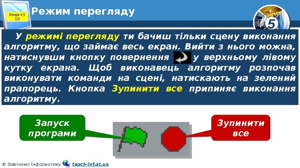 5 © Вивчаємо інформатику   teach-inf. at. ua. Режим перегляду Розділ 4 §