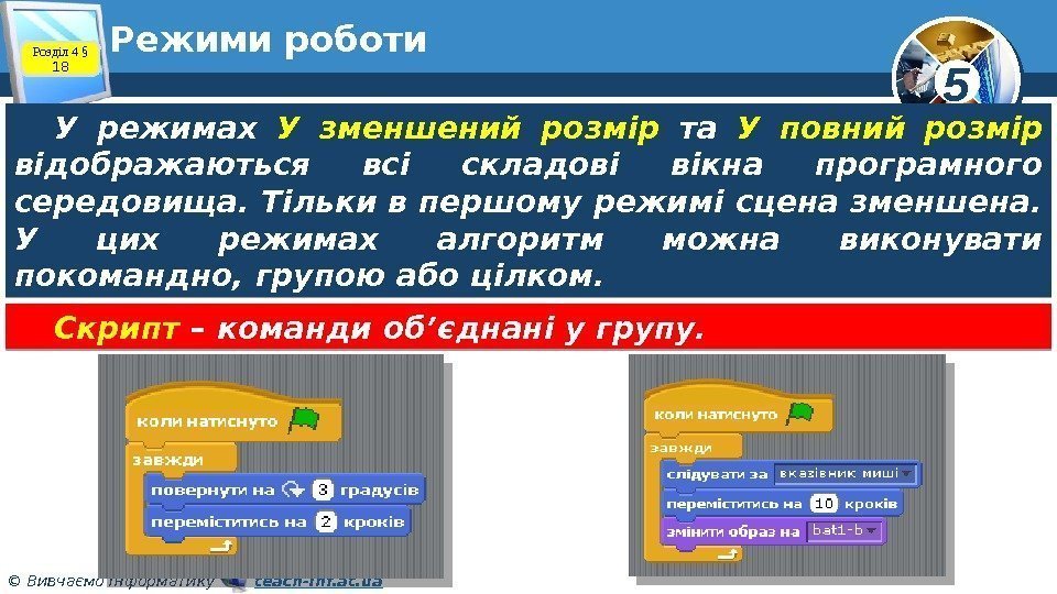 5 © Вивчаємо інформатику   teach-inf. at. ua. Режими роботи У режимах У