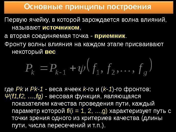 Основные принципы построения Первую ячейку, в которой зарождается волна влияний,  называют источником ,