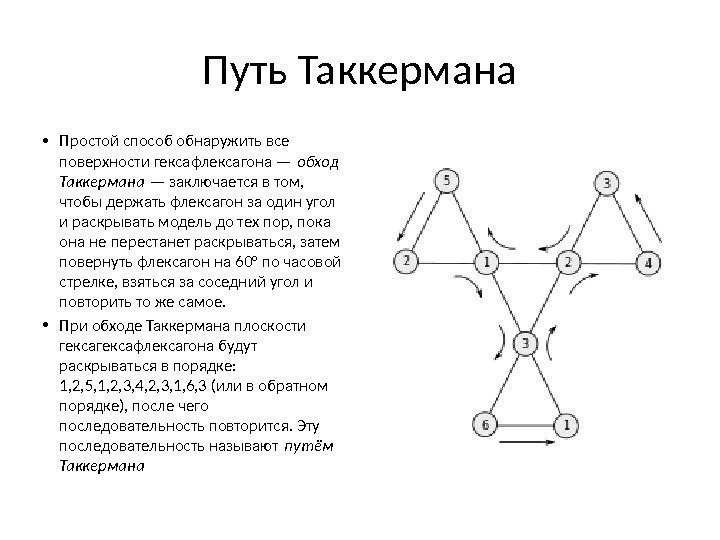 Путь Таккермана • Простой способ обнаружить все поверхности гексафлексагона — обход Таккермана — заключается