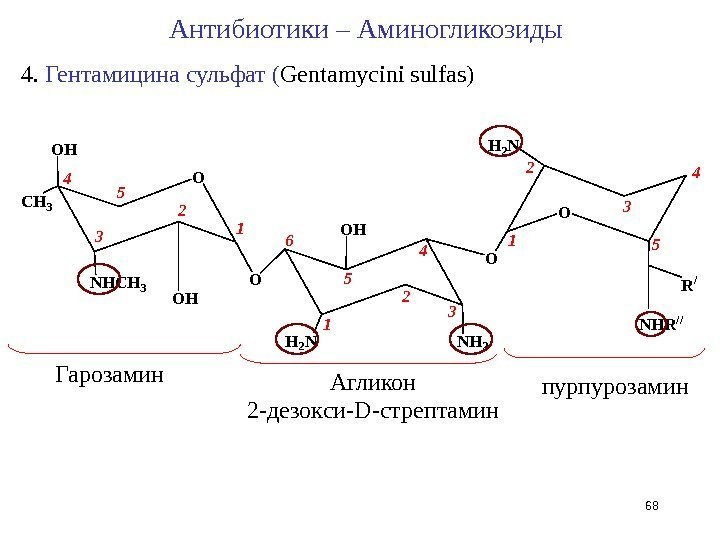 4.  Гентамицина сульфат ( Gentamycini sulfas ) Гарозамин Агликон 2 - дезокси- D-