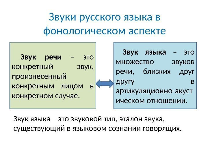Звуки русского языка в фонологическом аспекте  Звук речи – это конкретный звук, 