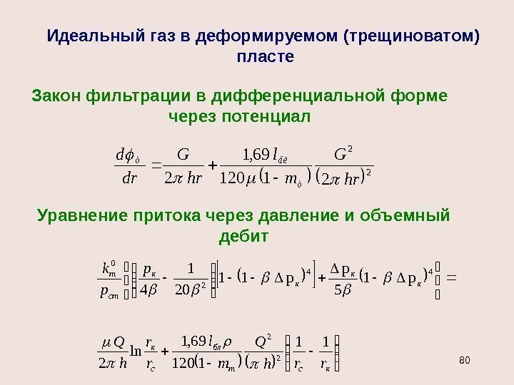 Идеальный газ в деформируемом (трещиноватом)  пласте 22 21 120 69, 1 2 hr.