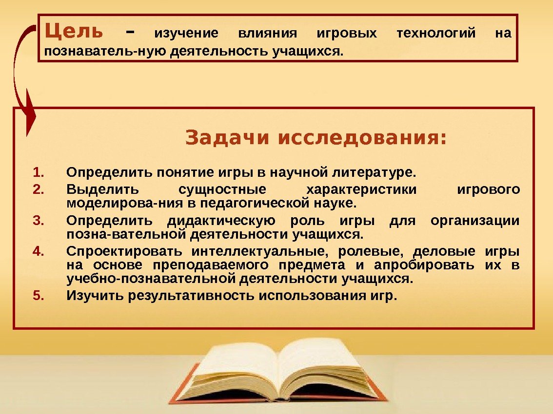 Задачи исследования: 1. Определить понятие игры в научной литературе. 2. Выделить сущностные характеристики игрового