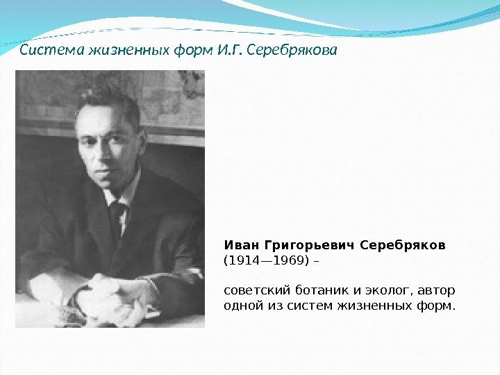 Система жизненных форм И. Г. Серебрякова Иван Григорьевич Серебряков ( 1 914 — 19