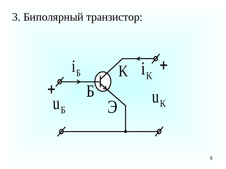63. Биполярный транзистор : Б i K i. K Э Б Б u 