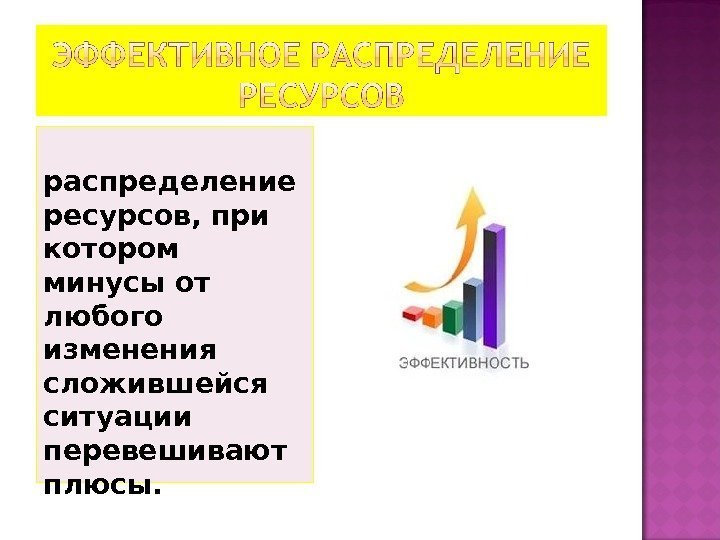   распределение ресурсов, при котором минусы от любого изменения сложившейся ситуации перевешивают плюсы.