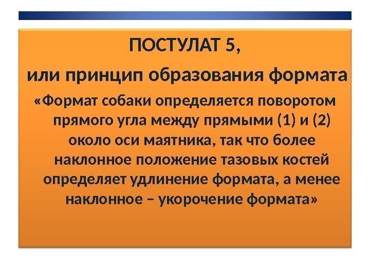 ПОСТУЛАТ 5,  или принцип образования формата «Формат собаки определяется поворотом прямого угла между