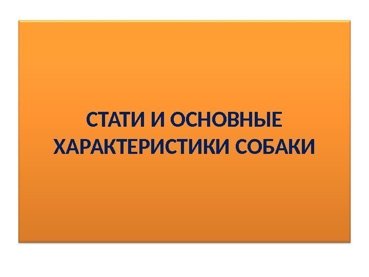 СТАТИ И ОСНОВНЫЕ ХАРАКТЕРИСТИКИ СОБАКИ 