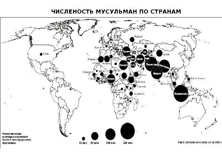 ЧИСЛЕНОСТЬ МУСУЛЬМАН ПО СТРАНАМ 