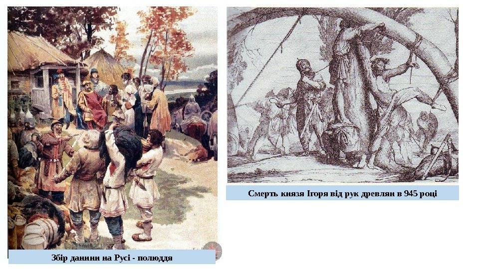 Збір данини на Русі - полюддя Смерть князя Ігоря від рук древлян в 945