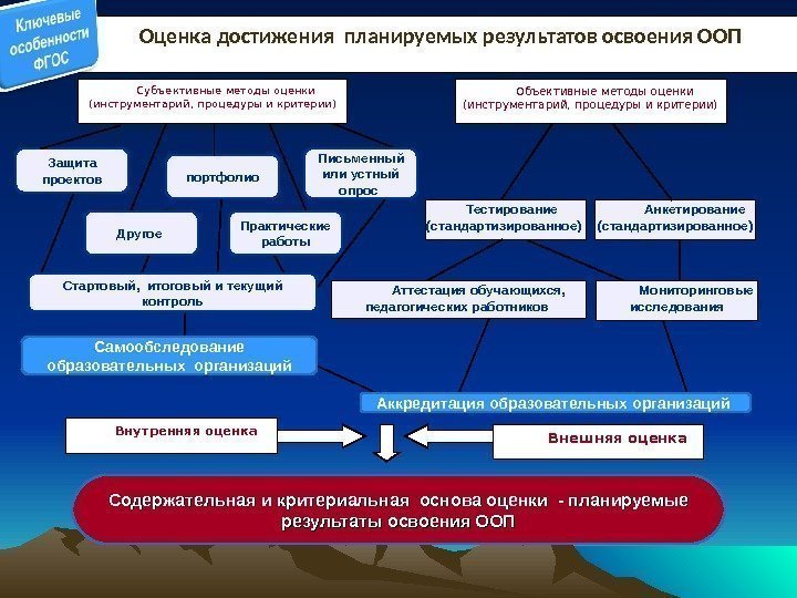 Защита проектов портфолио Стартовый,  итоговый и текущий контроль Тестирование (стандартизированное) Анкетирование (стандартизированное) Аттестация