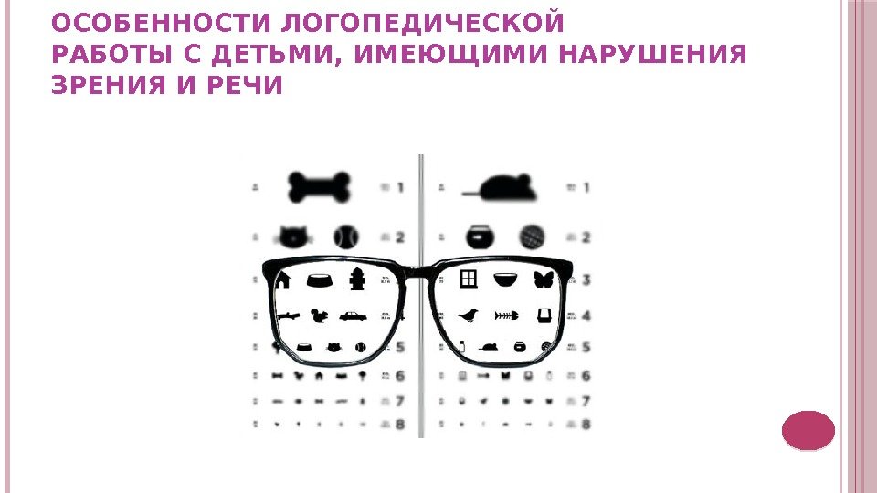 ОСОБЕННОСТИ ЛОГОПЕДИЧЕСКОЙ РАБОТЫ С ДЕТЬМИ, ИМЕЮЩИМИ НАРУШЕНИЯ ЗРЕНИЯ И РЕЧИ 