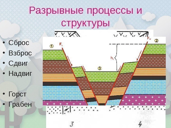 Разрывные процессы и структуры • Сброс • Взброс • Сдвиг • Надвиг • Горст