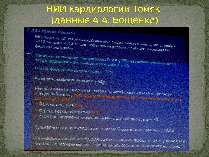 НИИ кардиологии Томск (данные А. А. Бощенко) 